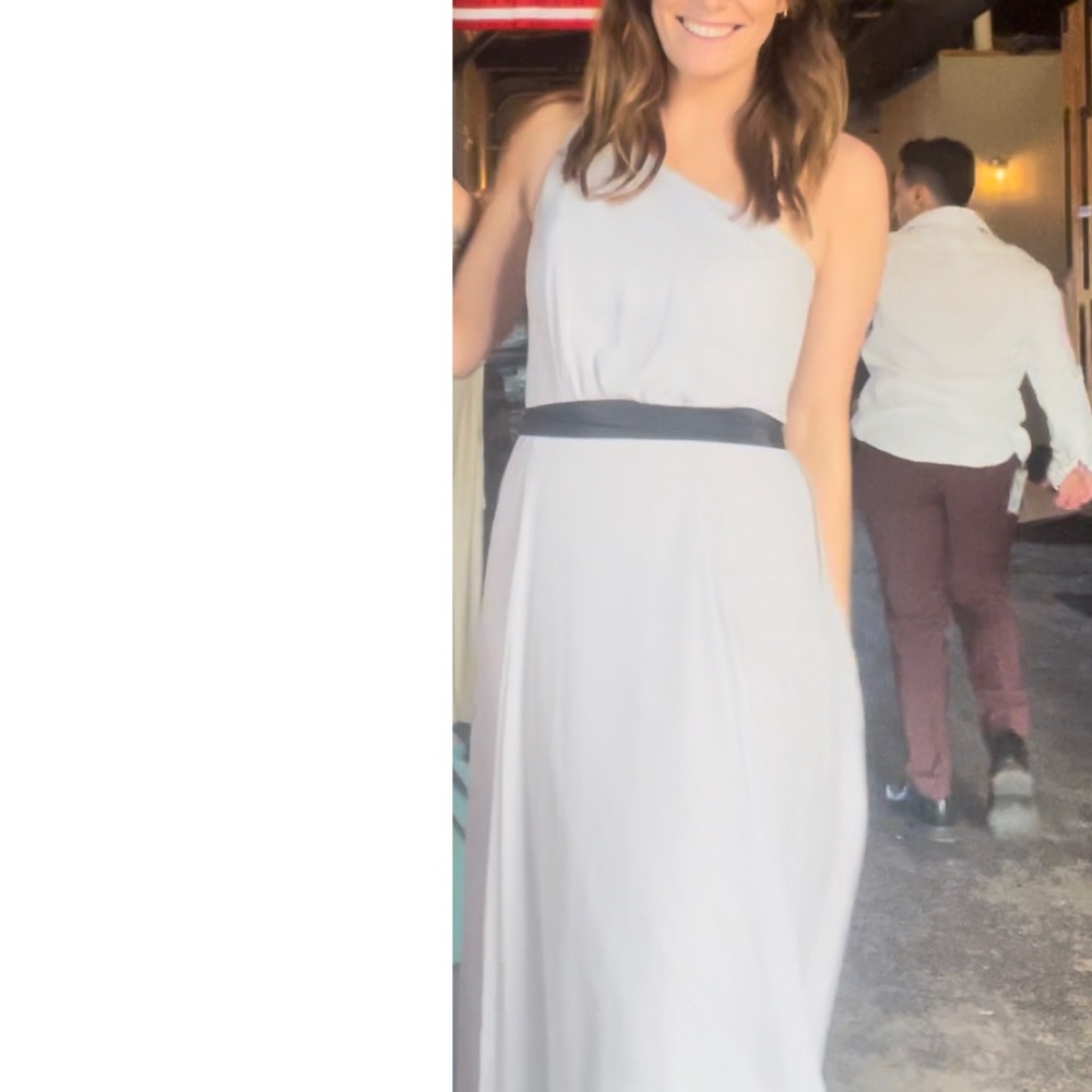 Amsale One Shoulder Size 10 Gray